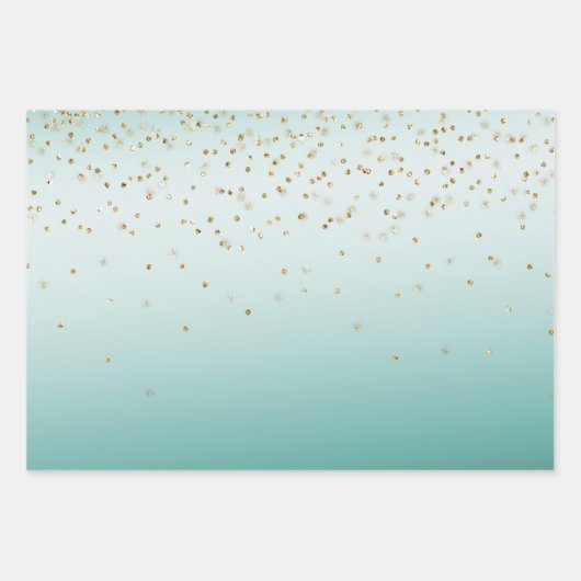 Girly Glam Gold Mini Confetti Mint Ombre Geschenkpapier Set (Vorderseite 3)