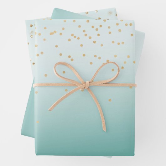 Girly Glam Gold Mini Confetti Mint Ombre Geschenkpapier Set (Beispiel)
