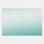 Girly Glam Gold Mini Confetti Mint Ombre Geschenkpapier Set (Vorderseite)