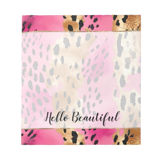 Girly Glam Gold Pink Black Leopard Notizblock (Vorderseite)