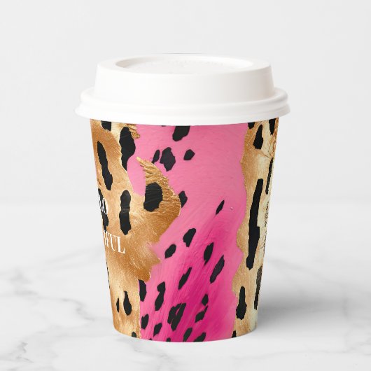 Girly Glam Gold Pink Black Leopard Pappbecher (Links)
