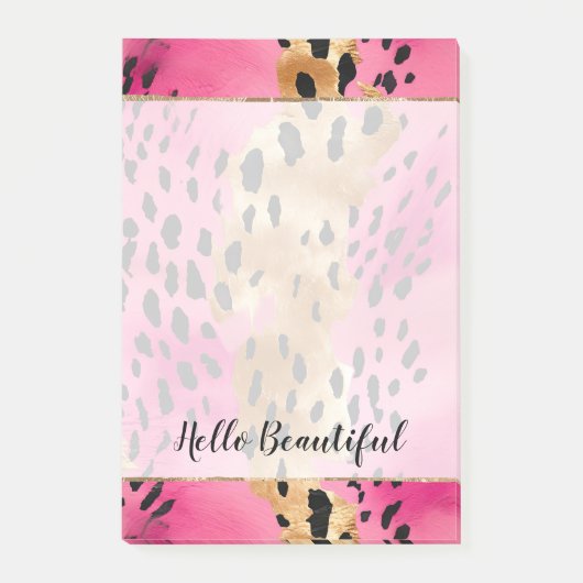 Girly Glam Gold Pink Black Leopard Post-it Klebezettel (Vorderseite)