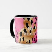 Girly Glam Gold Pink Black Leopard Tasse (Vorderseite Links)