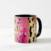 Girly Glam Gold Pink Black Leopard Tasse (VorderseiteRechts)