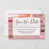 Girly Glam Gold Pink Glitzer Metallische Pinselstr Save The Date (Vorderseite)