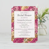 Girly Glam Gold Pink Leopard Einladung (Stehend Vorderseite)