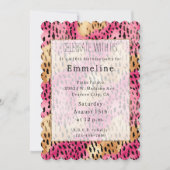 Girly Glam Gold Pink Leopard Einladung (Vorderseite)