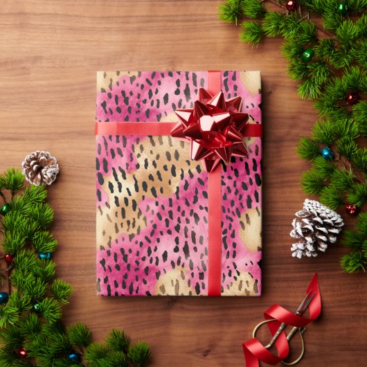 Girly Glam Gold Pink Leopard Geschenkpapier (Feiertagsgeschenk)