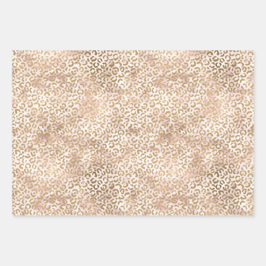 Girly Glam Gold Pink Leopard Print Geschenkpapier Set (Vorderseite)