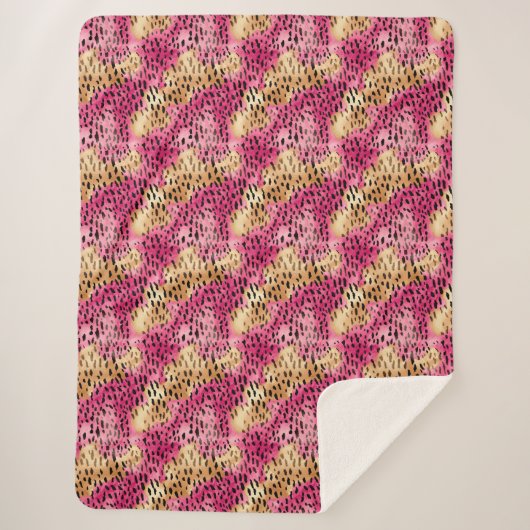 Girly Glam Gold Pink Leopard Sherpadecke (Vorderseite)