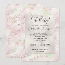Girly Glam Gold Pink Mint Ombre Leoaprd Print Einladung