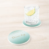 Girly Glam Gold Sparkle Confetti Mint Glitzer Getränkeuntersetzer (Seite)