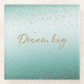 Girly Glam Gold Sparkle Confetti Mint Glitzer Glasuntersetzer (Vorderseite)