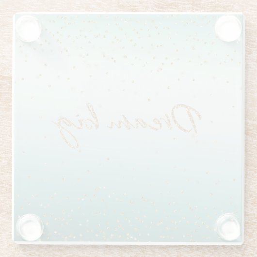 Girly Glam Gold Sparkle Confetti Mint Glitzer Glasuntersetzer (Rückseite)