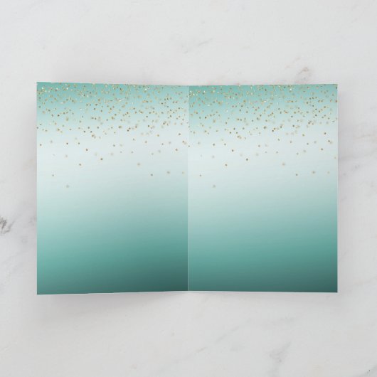 Girly Glam Gold Sparkle Confetti Mint Glitzer Karte (Innenseite)
