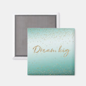 Girly Glam Gold Sparkle Confetti Mint Glitzer Magnet (Vorderseite/Rückseite)