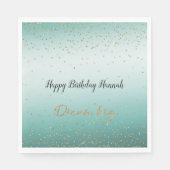 Girly Glam Gold Sparkle Confetti Mint Glitzer Serviette (Vorderseite)