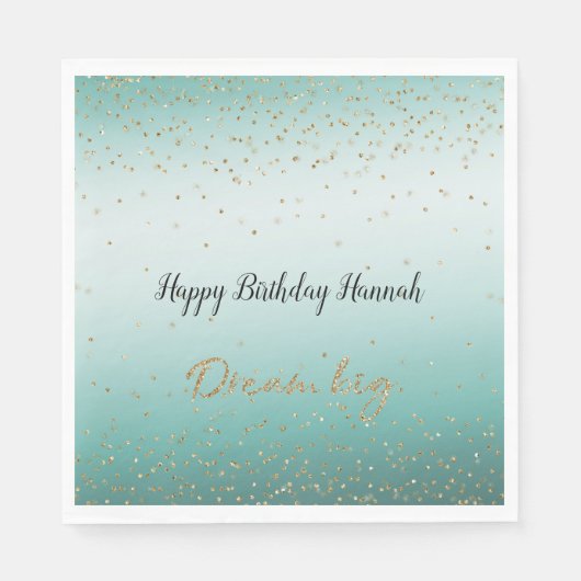 Girly Glam Gold Sparkle Confetti Mint Glitzer Serviette (Vorderseite)