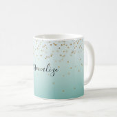 Girly Glam Gold Sparkle Confetti Mint Ombre Kaffeetasse (VorderseiteRechts)