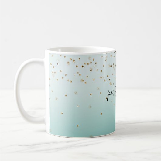 Girly Glam Gold Sparkle Confetti Mint Ombre Kaffeetasse (Links)