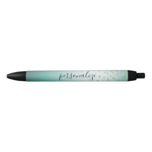 Girly Glam Gold Sparkle Confetti Mint Ombre Kugelschreiber