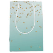 Girly Glam Gold Sparkle Confetti Mint Ombre Mittlere Geschenktüte (Vorderseite)