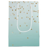 Girly Glam Gold Sparkle Confetti Mint Ombre Mittlere Geschenktüte (Rückseite)