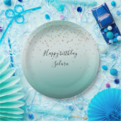 Girly Glam Gold Sparkle Confetti Mint Ombre Pappteller (Party)