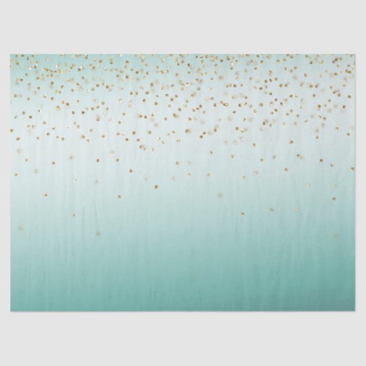 Girly Glam Gold Sparkle Confetti Mint Ombre Seidenpapier (Vorderseite)