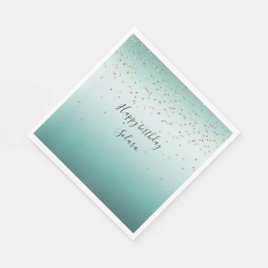 Girly Glam Gold Sparkle Confetti Mint Ombre Serviette (Ecke)