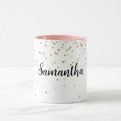 Girly Glam Gold Sparkle Confetti Personalisiert Tasse (Zentrum)
