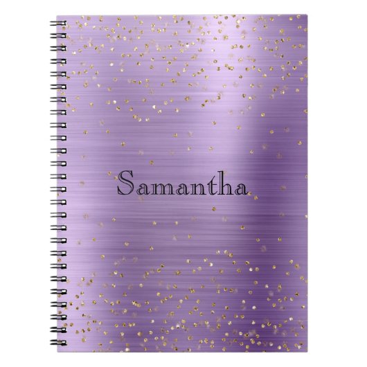 Girly Glam Gold Sparkle Lila Confetti Notizblock (Vorderseite)