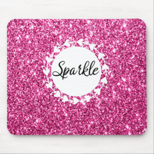 Girly & Glam Helles Rosa Glitter Funkeln Weiße Her Mousepad