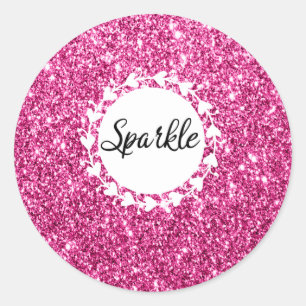 Girly & Glam Helles Rosa Glitter Funkeln Weiße Her Runder Aufkleber