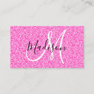 Girly & Glam Hellrosa Glitter Funken Monogramm Visitenkarte