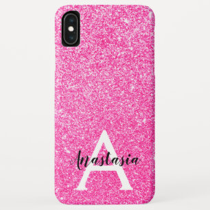 Girly Glam Hot Pink Glitzer Glitzern Monogram Name Case-Mate iPhone Hülle