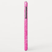 Girly Glam Hot Pink Glitzer Glitzern Monogram Name Case-Mate iPhone Hülle (Hinten/Links)