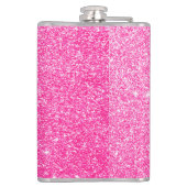 Girly Glam Hot Pink Glitzer Glitzern Monogram Name Flachmann (Rückseite)