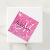 Girly Glam Hot Pink Glitzer Glitzern Monogram Name Geschenkanhänger (Beispiel)