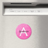 Girly Glam Hot Pink Glitzer Glitzern Monogram Name Magnet (In Situ (Geschirrspüler))