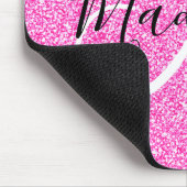 Girly Glam Hot Pink Glitzer Glitzern Monogram Name Mousepad (Ecke)