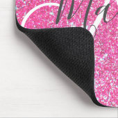 Girly Glam Hot Pink Glitzer Glitzern Monogram Name Mousepad (Ecke)