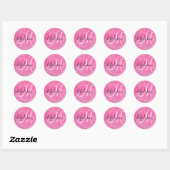 Girly Glam Hot Pink Glitzer Glitzern Monogram Name Runder Aufkleber (Blatt)