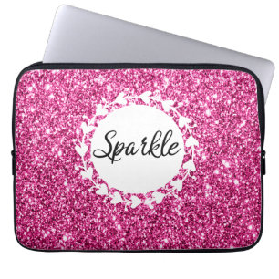 Girly & Glam Hot Pink Glitzer Sparkle Laptopschutzhülle
