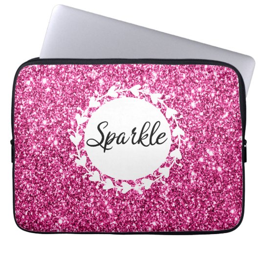 Girly & Glam Hot Pink Glitzer Sparkle Laptopschutzhülle (Vorderseite)