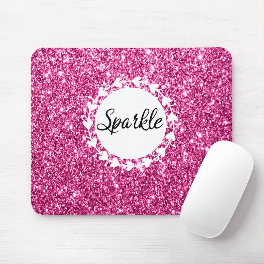Girly & Glam Hot Pink Glitzer Sparkle Mousepad (Mit Mouse)