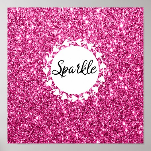 Girly & Glam Hot Pink Glitzer Sparkle Poster (Vorne)