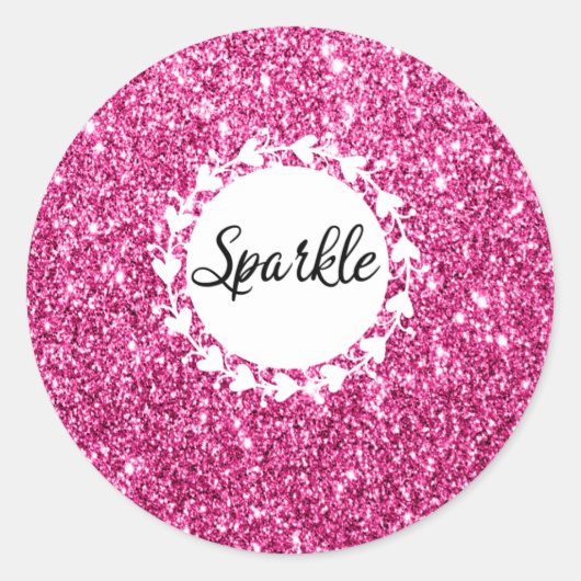 Girly & Glam Hot Pink Glitzer Sparkle Runder Aufkleber (Vorderseite)