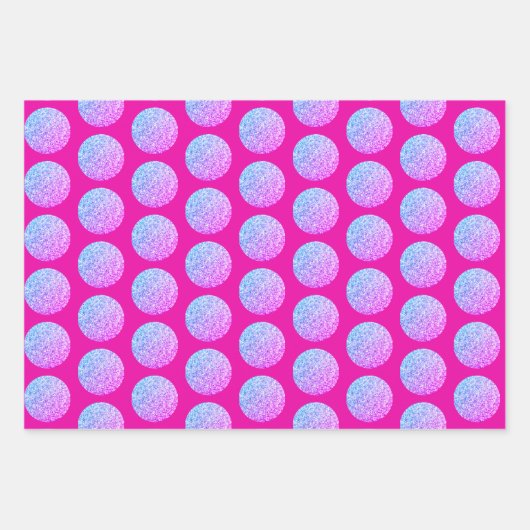 Girly Glam Hot Pink Sparkling Glittery Polka Dots Geschenkpapier Set (Vorderseite)