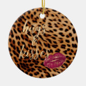 Girly Glam Leopard Hugs & Kisses Lips Keramik Ornament (Vorne)